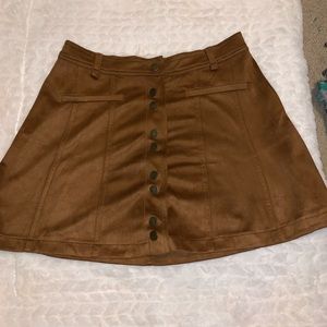 Light brown suede fit and flare skirt